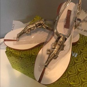 Gianni Bini Gator Sandals Gold Allie 9.0M NIB
